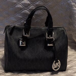 Michael Kors Black Satchel with Silver Details
